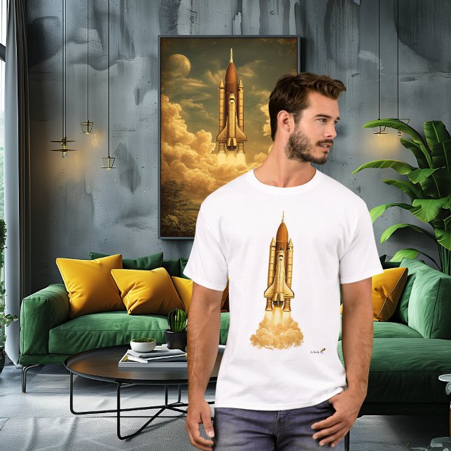 Mid-Century Rocket Launch | Retro Space Age Art T-Shirt (Von Creator hochgeladen)