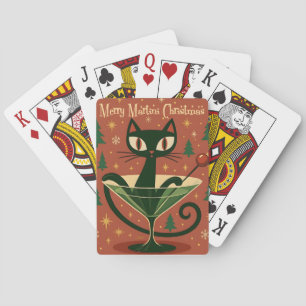 Mid Century Schwarze Katze Merry Martini Weihnacht Spielkarten