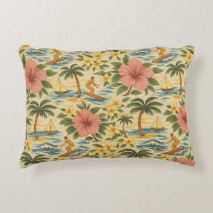 Mid-Century-Shirt mit verblasstem hawaiianischem D Dekokissen