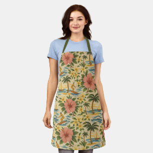 Mid-Century-Shirt mit verblasstem hawaiianischem D Schürze