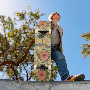 Mid-Century-Shirt mit verblasstem hawaiianischem D Skateboard