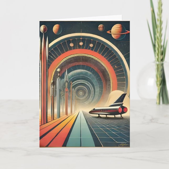 Mid Century Space Age Art Wormhole Port Karte (Vorderseite)