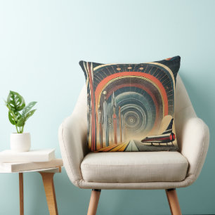 Mid Century Space Age Art Wormhole Port Kissen