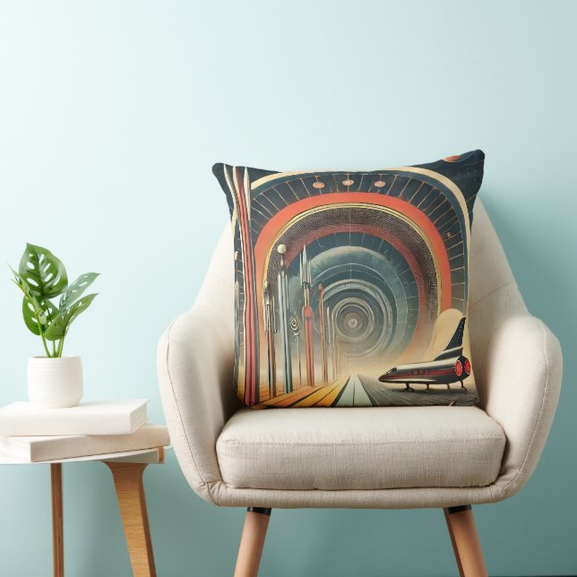 Mid Century Space Age Art Wormhole Port Kissen (Stuhl )
