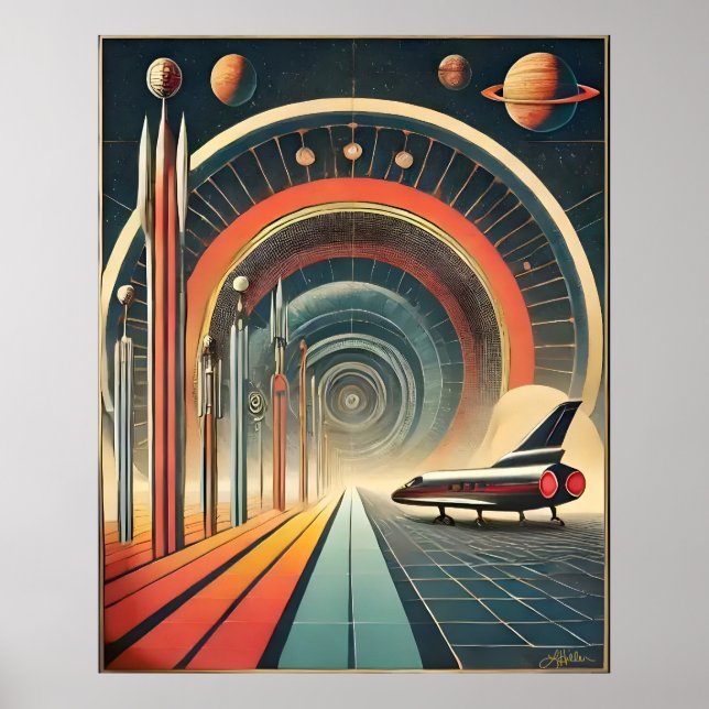Mid Century Space Age Art Wormhole Port Poster (Vorne)