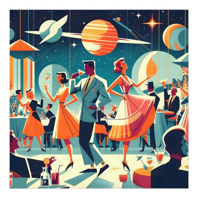 Mid Century Space Age Cocktail Party Fotodruck (Vorne)