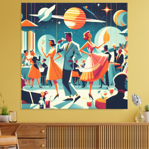 Mid Century Space Age Cocktailparty Leinwanddruck