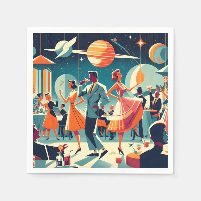 Mid Century Space Age Cocktailparty Serviette (Vorderseite)