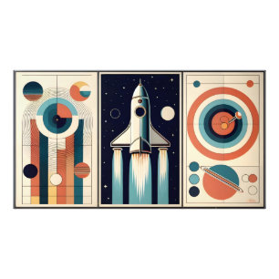 Mid Century Space Age Kunst Galaxiennavigation Fotodruck