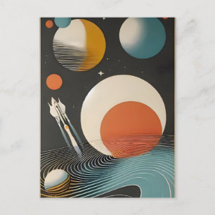 Mid Century Space Age Kunst Galaxiewellen Postkarte