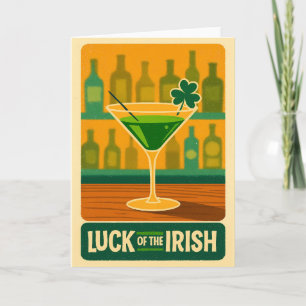 Mid Century St. Patrick's Shamrock Martini Kunst Karte