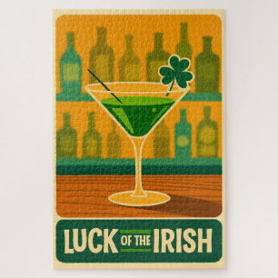 Mid Century St. Patrick's Shamrock Martini Kunst Puzzle