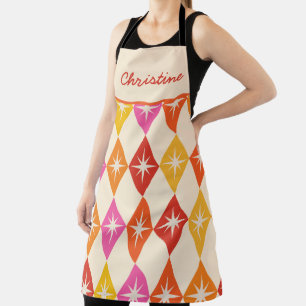 Mid Century Starbursts auf Retro-Diamanten Benutze Schürze