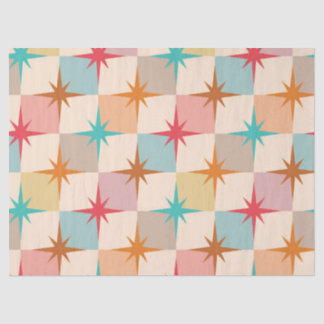 Mid Century Starbursts on Pastel Checkerboards  Seidenpapier