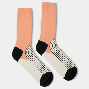 Mid-Century-Stil-Linienkunst mit rosa Bogen Socken