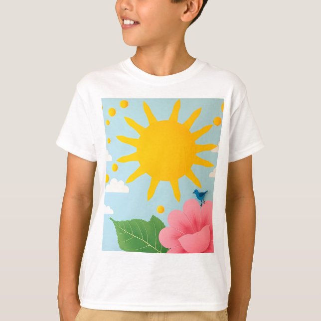 Mid-Century Sun & Nature Art Print - Stylized Sun  T-Shirt (Vorderseite)