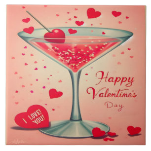 Mid Century Valentine Martini Cocktail Fliese
