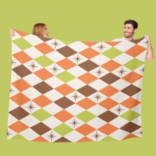 Mid-Century Vibes – Cozy Geometric Fleece-Decke Fleecedecke (Von Creator hochgeladen)