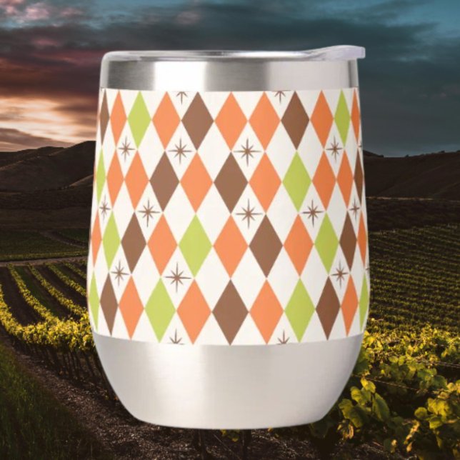 Mid Century Vibes - Retro Geometric Stemless Wine (Von Creator hochgeladen)