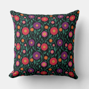 Mid-Century Vine Flower Garten-Girlande Midnight Kissen