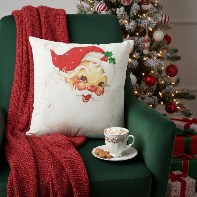 Mid Century Vintag Retro Weihnachten Kissen (Mid Century Vintage Retro Santa Claus Christmas Throw Pillow)