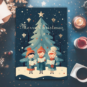 Mid Century Vintage Weihnachtslieder Retro Feiertagskarte