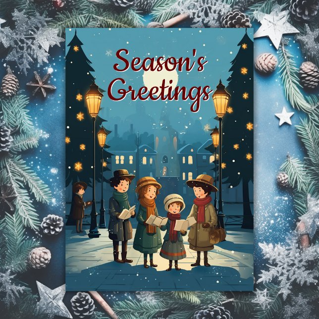 Mid Century Vintage Weihnachtslieder Retro Feiertagskarte (Von Creator hochgeladen)