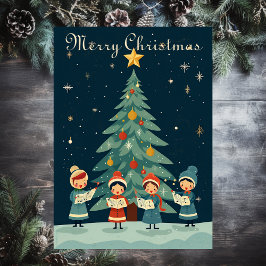 Mid Century Vintage Weihnachtslieder Retro Feiertagskarte