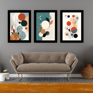 Mid-Century Wall Kunstformen und Abstrakte Blätter Bilderwand Sets