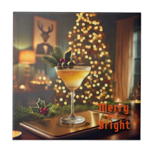 Mid Century Weihnachten Merry & Bright Cocktail  Fliese