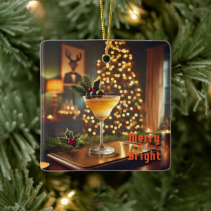 Mid Century Weihnachten Merry & Bright Cocktail Keramikornament