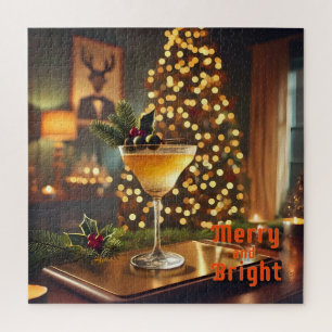 Mid Century Weihnachten Merry & Bright Cocktail Puzzle