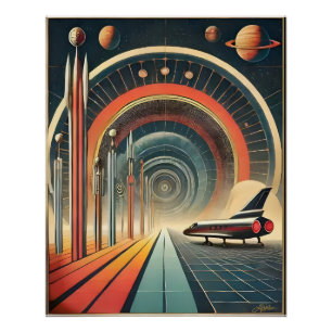 Mid-Century-Weltraum-Kunst-Wurmloch-Portal Poster
