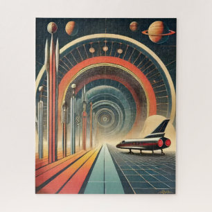 Mid-Century-Weltraum-Kunst-Wurmloch-Portal Puzzle