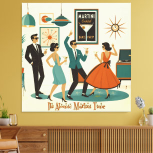 Mid Century - Zeit für einen atomaren Martini Cock Leinwanddruck