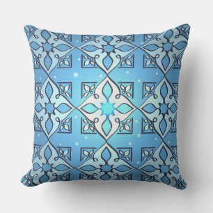 MId-Eastern Inspiriertes blaues Muster-Drehkissen Kissen