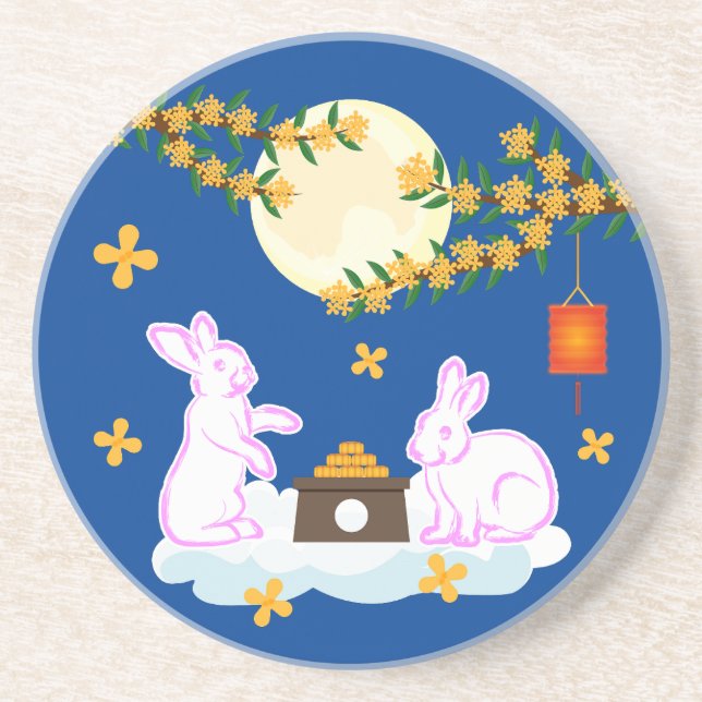 Mid Herbst Festival Moon Rabbit Mooncake Osmanthus Getränkeuntersetzer (Vorne)