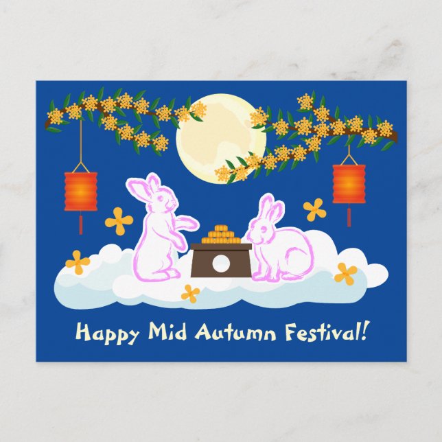 Mid Herbst Festival Moon Rabbit Mooncake Osmanthus Postkarte (Vorderseite)