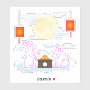 Mid Herbst Festival Moon Rabbit Mooncake Wolken Aufkleber