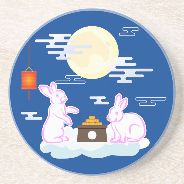Mid Herbst Festival Moon Rabbit Mooncake Wolken Getränkeuntersetzer (Vorne)