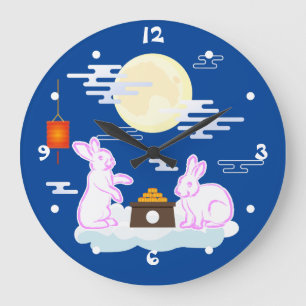 Mid Herbst Festival Moon Rabbit Mooncake Wolken Große Wanduhr