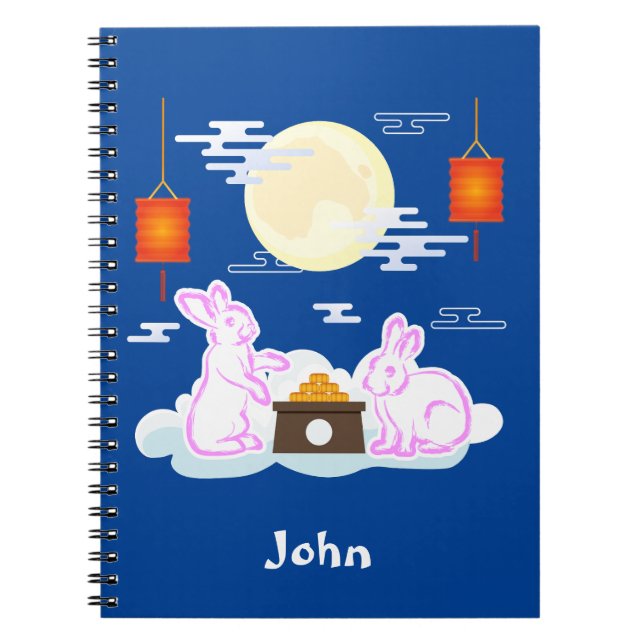 Mid Herbst Festival Moon Rabbit Mooncake Wolken Notizblock (Vorderseite)