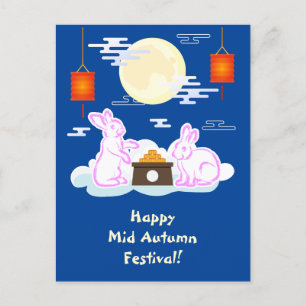 Mid Herbst Festival Moon Rabbit Mooncake Wolken Postkarte