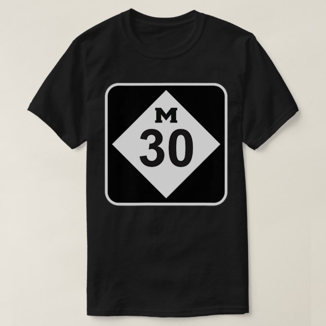 Mid Michigan Highway M30 Midland Wiom Lake Edenvil T-Shirt (Design vorne)