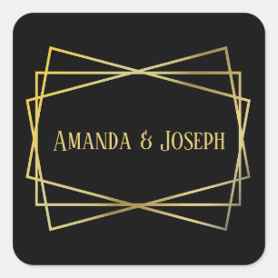 Mid Mod Black Design - Square Sticker