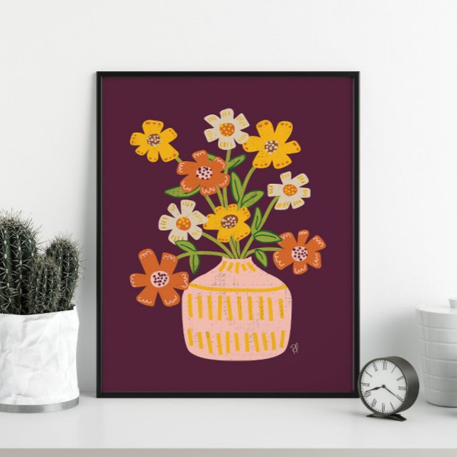 Mid Mod Cosmos Blume Bouquet Poster (Von Creator hochgeladen)