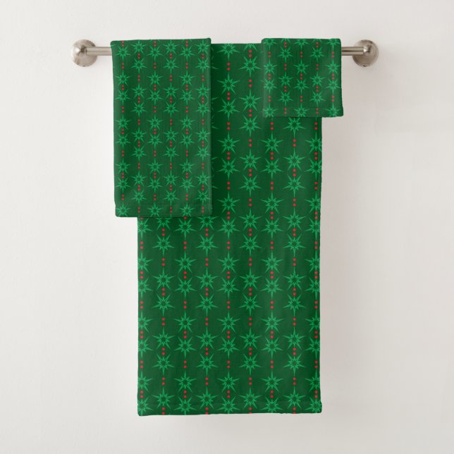 Mid Mod Garland Green Bath Handtuch Set (Insitu)