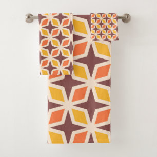 Mid Mod Geometric Star Pattern Badhandtuch Set