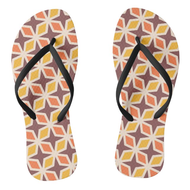 Mid Mod Geometric Star Pattern Flip Flops (Fußbett)