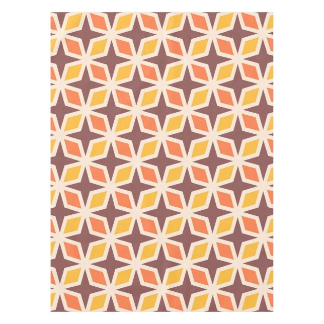 Mid Mod Geometric Star Pattern Tischdecke (Vorderseite)